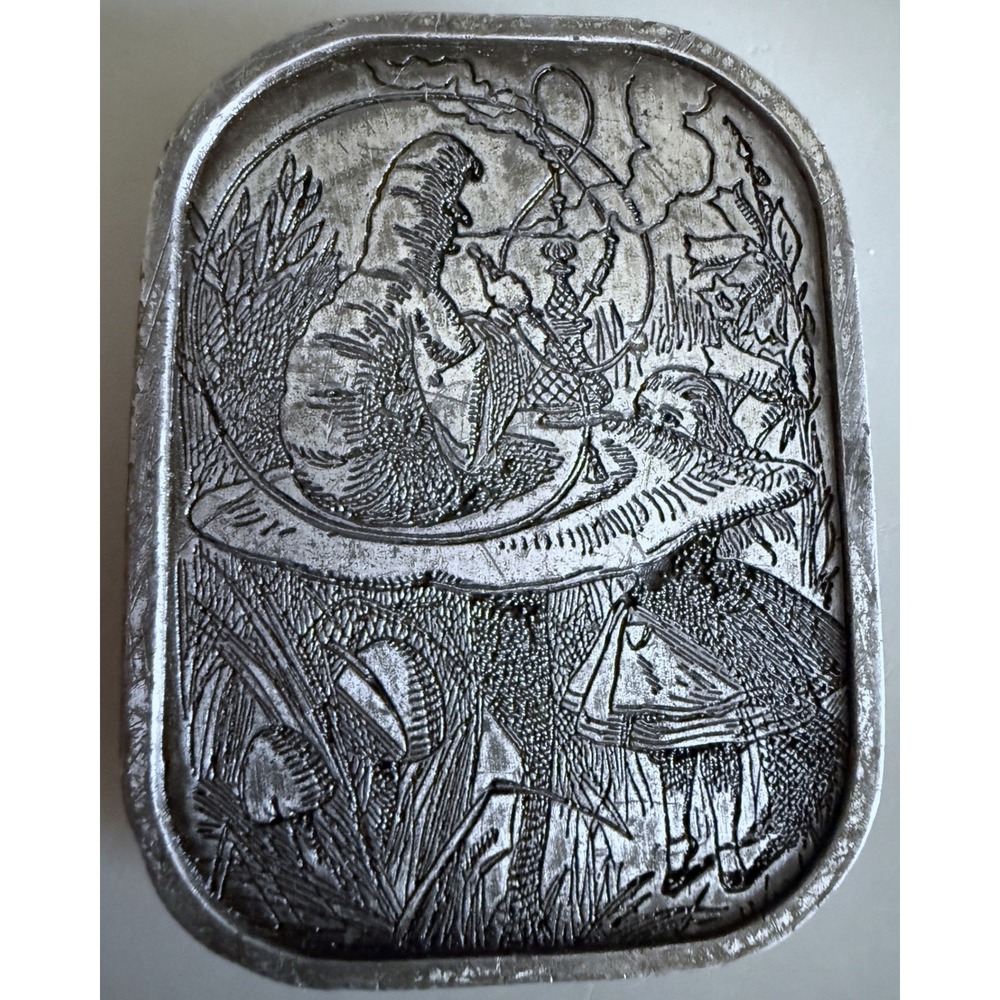 1974 Bergamot Brass Works Alice in Wonderland Silvertone Fantasy Buckle Vtg HTF